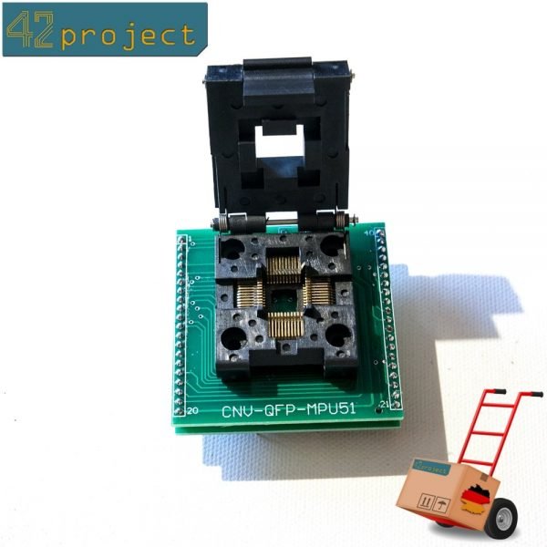 IC-Sockel Programmier-Adapter SMD TQFP44 QFP44 LQFP44 0,8mm auf DIP 2,54mm Pin